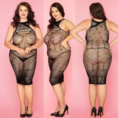 Сексуальное платье сетка plus size