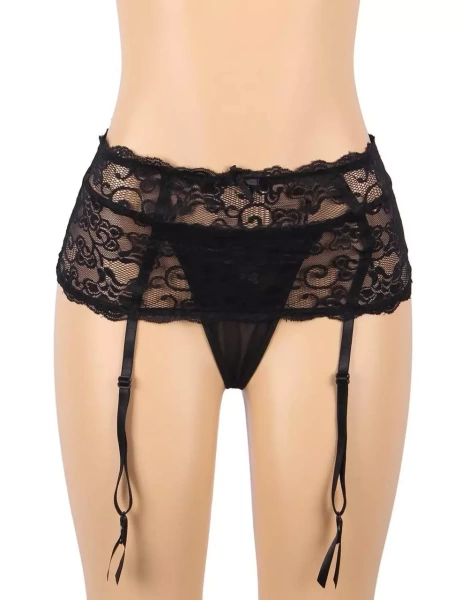 Кружевной пояс для чулок и трусики Floral Lace