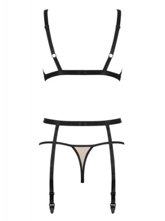 Белье телесного цвета с черной отделкой Nudelia