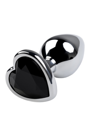 Маленькая анальная пробка с кристаллом в виде сердца - металлическая