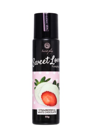 Съедобный массажный гель для сосков и интимных зон Secret Play - вкус белого шоколада и клубники