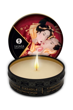 Ароматическая свеча и массажное масло Shunga – 2 в 1 – Клубничное вино