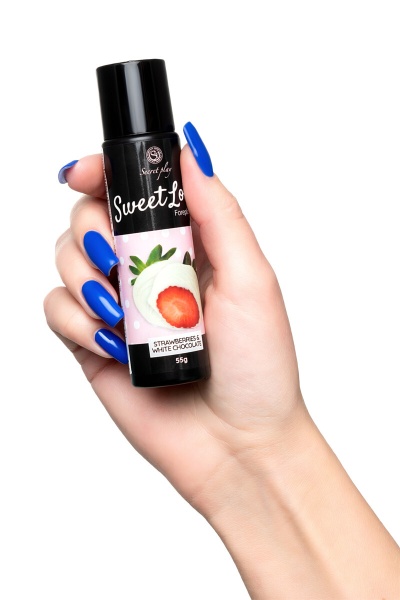 Съедобный массажный гель для сосков и интимных зон Secret Play - вкус белого шоколада и клубники