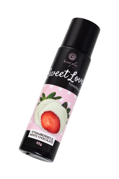 Съедобный массажный гель для сосков и интимных зон Secret Play - вкус белого шоколада и клубники