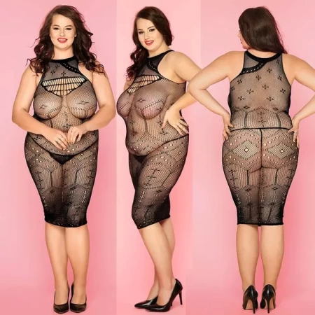 Сексуальное платье сетка plus size