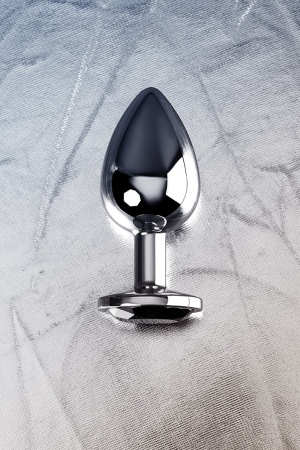 Большая анальная из металла пробка с кристаллом (диаметр 4 см)