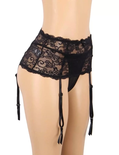 Кружевной пояс для чулок и трусики Floral Lace