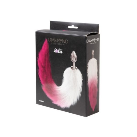 Анальная металлическая пробка с длинным хвостом DIAMOND GALAXY