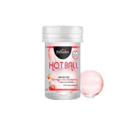 Лубрикант AROMATIC HOT BALL на масляной основе в виде двух шариков с ароматом клубники и шампанского