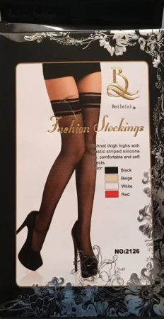 Чулки в сетку с широкой резинкой на силиконе