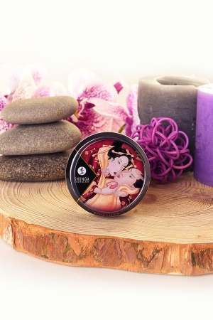 Ароматическая свеча и массажное масло Shunga – 2 в 1 – Клубничное вино