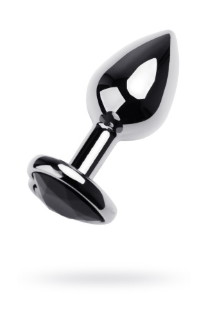 Маленькая анальная пробка с кристаллом в виде сердца - металлическая