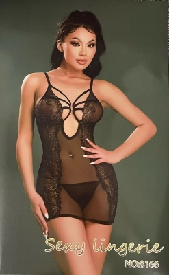 Прозрачное мини платье с вырезом на груди