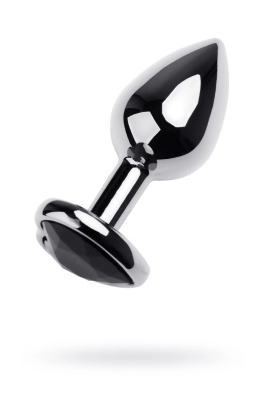 Маленькая анальная пробка с кристаллом в виде сердца - металлическая